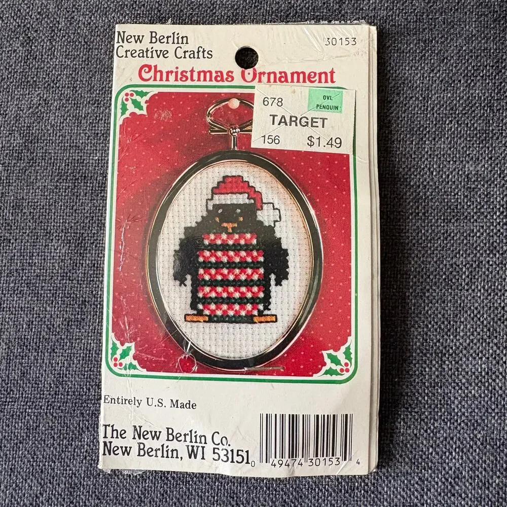 Penguin Christmas Ornament Vintage Counted Cross Stitch Kit by New Berlin Co.